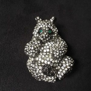 Panda Bear Brooch Pin Pave Clear Crystal Jewelry